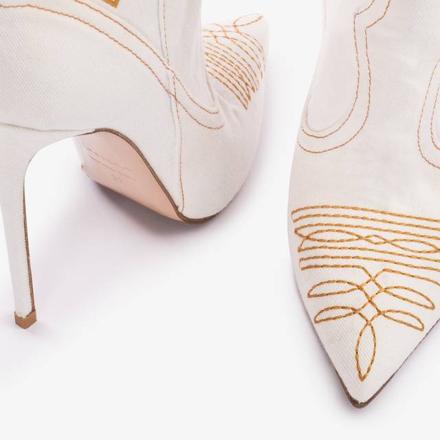 Le Silla Stivaletto d'ispirazione Western denim bianco Offerta speciale della fabbrica