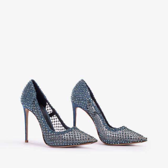 Le Silla Décolleté gioiello rete denim blu Vendita Economica