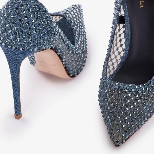 Le Silla Décolleté gioiello rete denim blu Vendita Economica