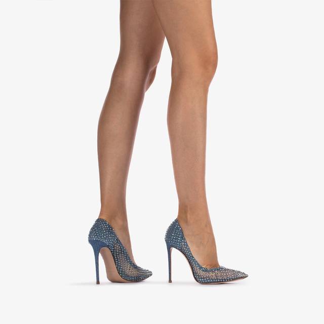 Le Silla Décolleté gioiello rete denim blu Vendita Economica