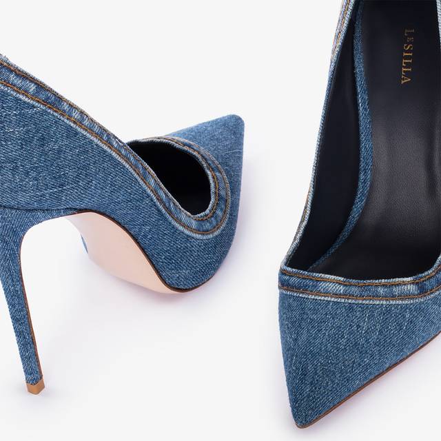 Le Silla Décolleté denim blu Saldi Di Fabbrica