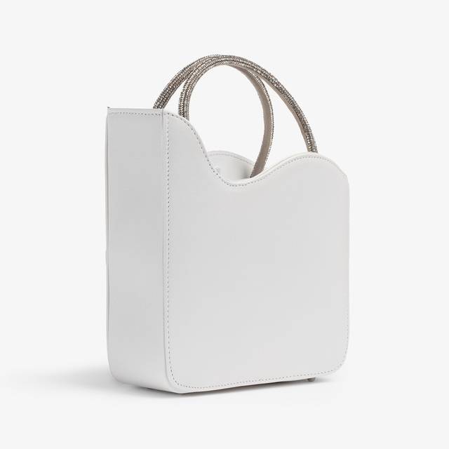 Le Silla Small bag pelle bianca carta e Cristalli In Saldo
