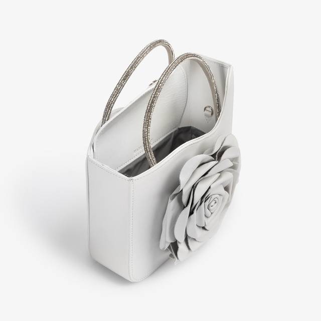 Le Silla Small bag pelle bianca carta e Cristalli In Saldo