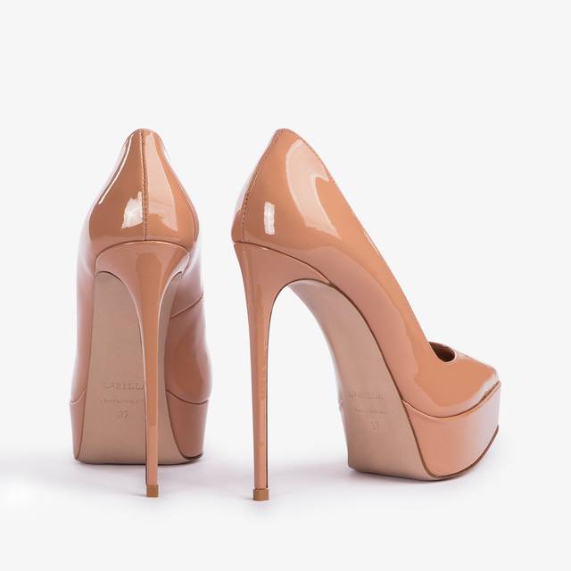 Le Silla Décolleté con plateau vernice nude phard Italy