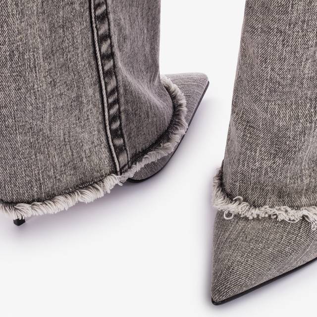 Le Silla Stivale al ginocchio con risvolto denim nero Nuova