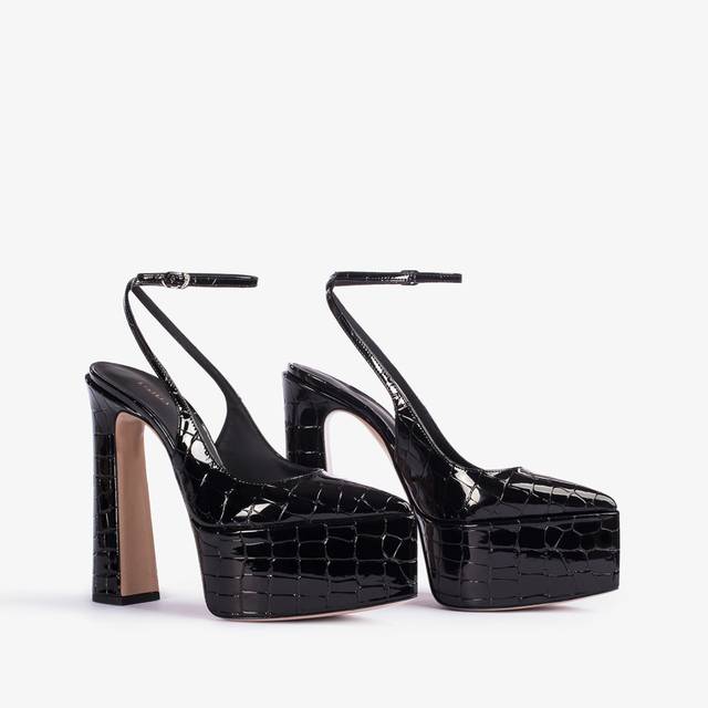 Le Silla Slingback con plateau stampa cocco nera 2025