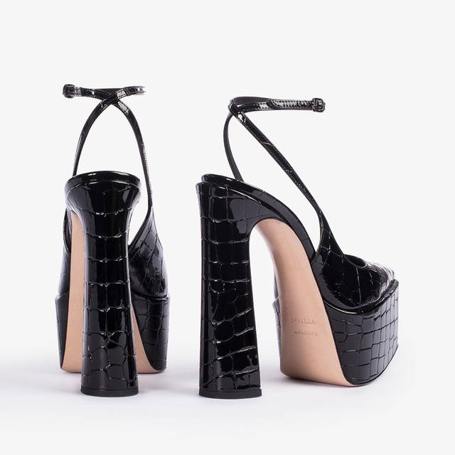 Le Silla Slingback con plateau stampa cocco nera 2025