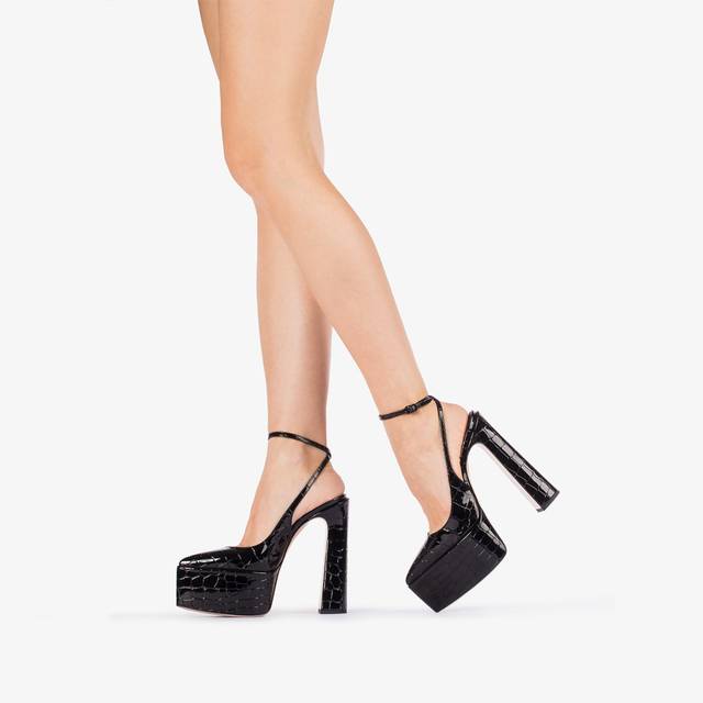 Le Silla Slingback con plateau stampa cocco nera 2025