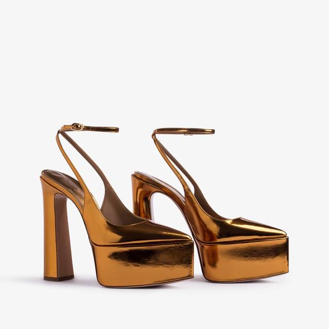Le Silla Slingback con plateau metallizzata arancione marigold In Linea