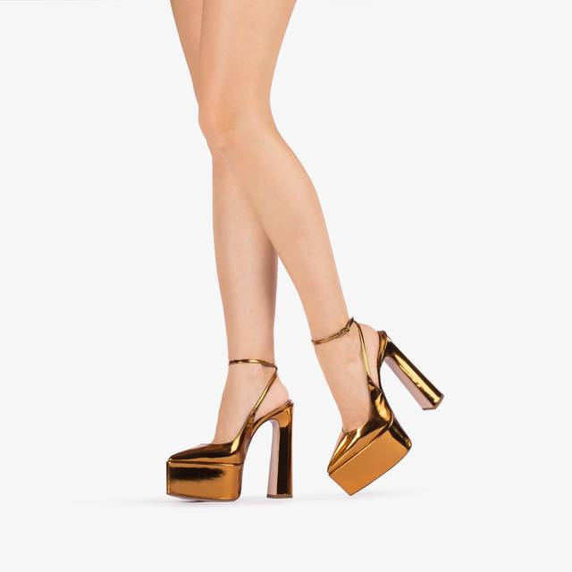 Le Silla Slingback con plateau metallizzata arancione marigold In Linea