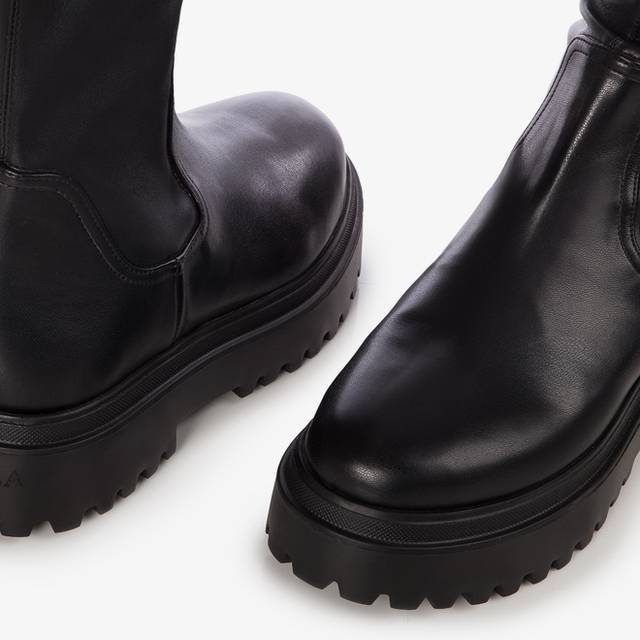 Le Silla Stivale sopra il ginocchio pelle vegan stretch nero Spedizione Gratuita