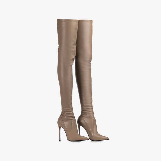 Le Silla Stivale sopra il ginocchio pelle vegan stretch grigio urban Soddisfazione Garantita