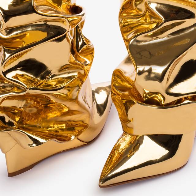Le Silla Stivale al ginocchio d'ispirazione Western con risvolto metallizzato oro pepita Qualità Garantita