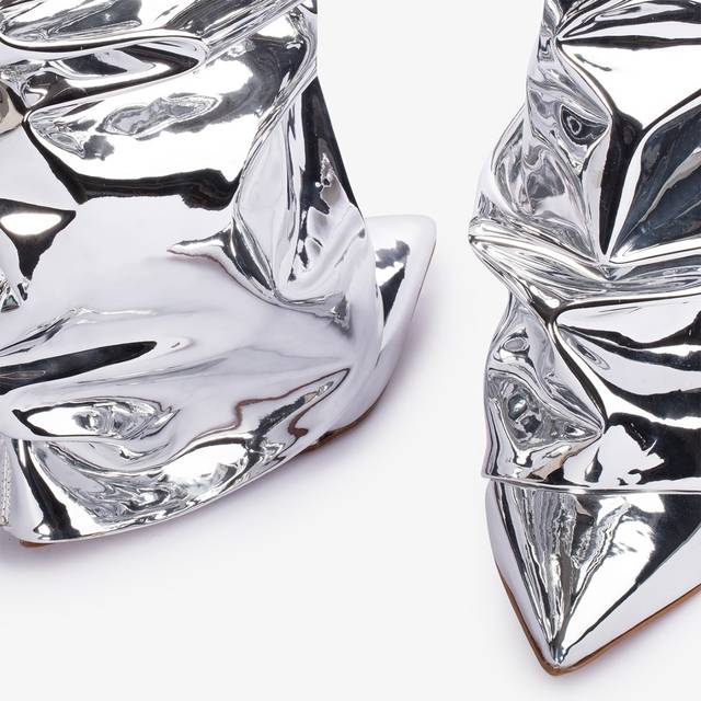 Le Silla Stivale al ginocchio d'ispirazione Western con risvolto metallizzato argento Negozi Online