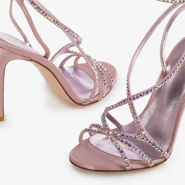 Le Silla Sandalo raso rosa Paris e Cristalli Fino Al -60%