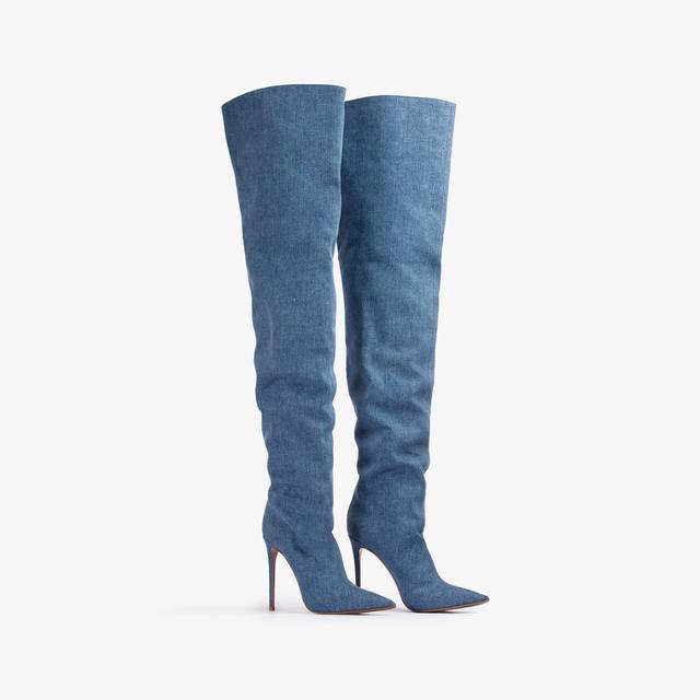 Le Silla Stivale sopra al ginocchio denim oversize blu Shopping Online
