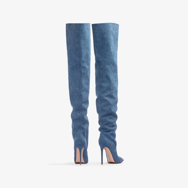 Le Silla Stivale sopra al ginocchio denim oversize blu Shopping Online