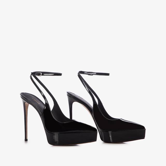 Le Silla Slingback con plateau vernice nera Offerta