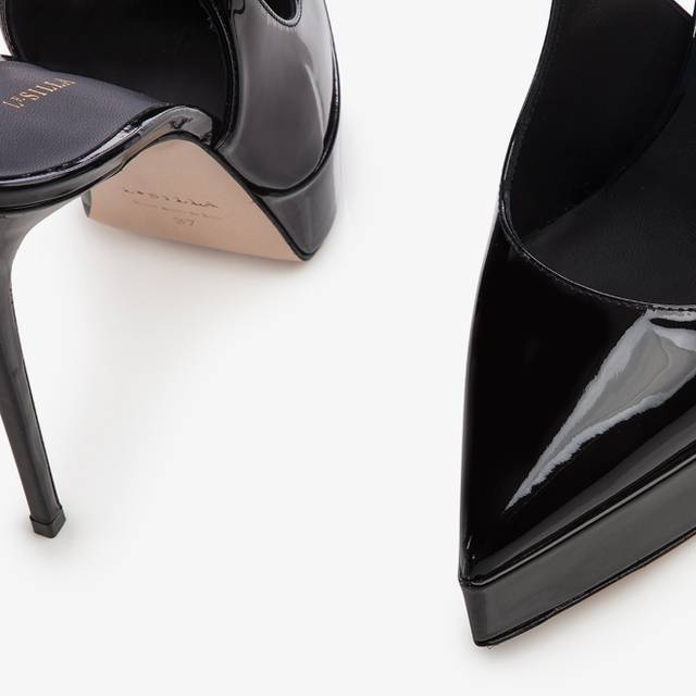 Le Silla Slingback con plateau vernice nera Offerta