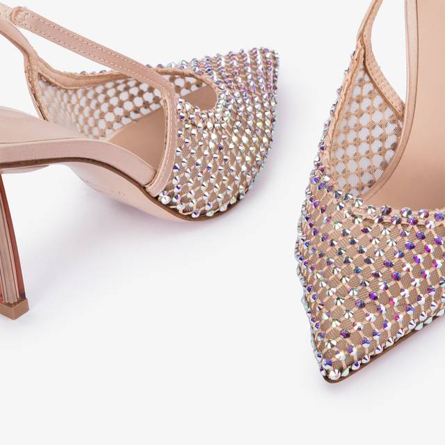 Le Silla Slingback gioiello rete nude skin Offerte