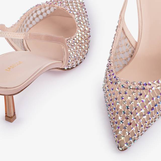 Le Silla Slingback gioiello rete nude skin Hotsell