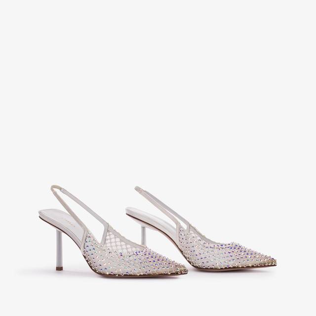 Le Silla Slingback gioiello rete bianca carta e Cristalli Vendita Calda