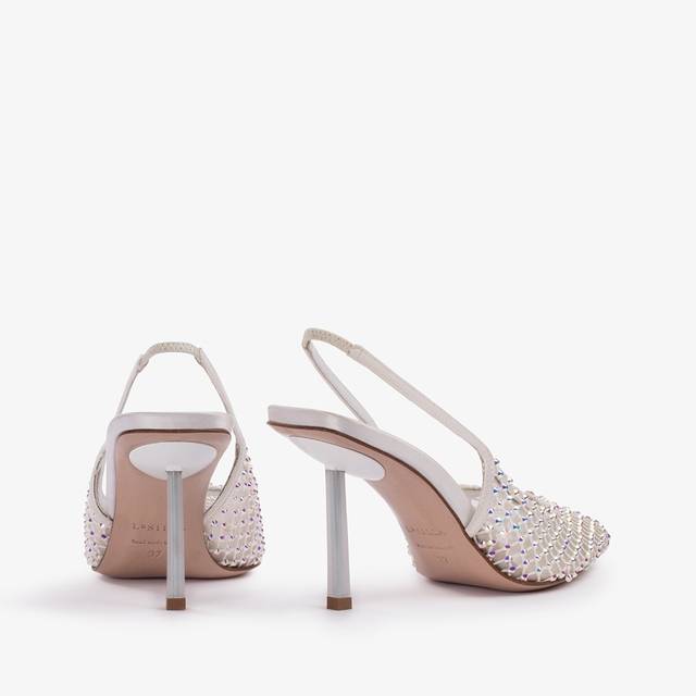 Le Silla Slingback gioiello rete bianca carta e Cristalli Vendita Calda