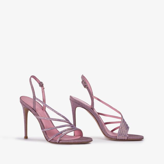 Le Silla Sandalo tessuto glitter rosa dea e Cristalli 2025