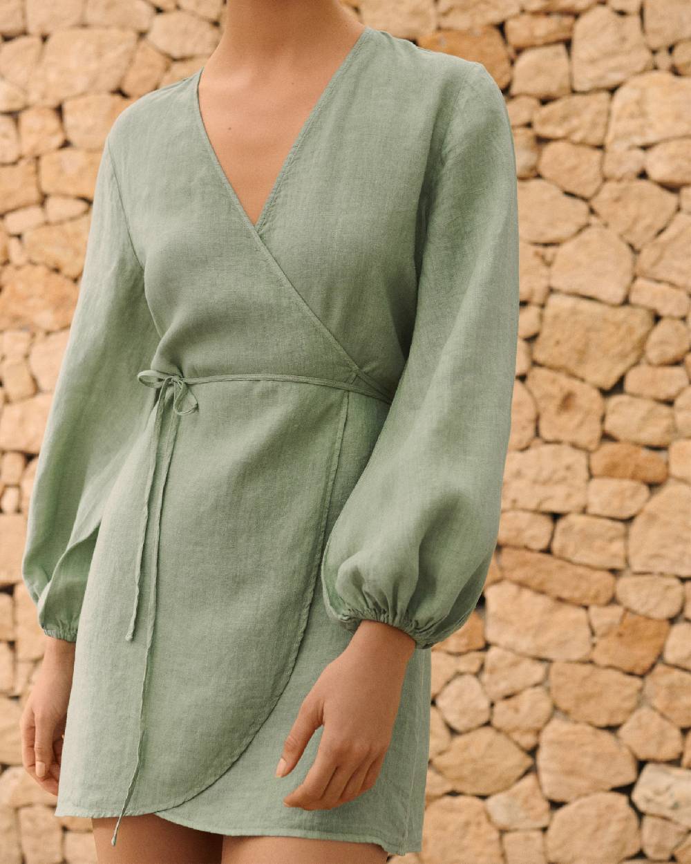 Manebí Linen Caracas Dress - Mineral Green Saldi