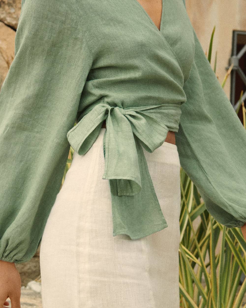 Manebí Linen Icara Top - Mineral Green Hotsell