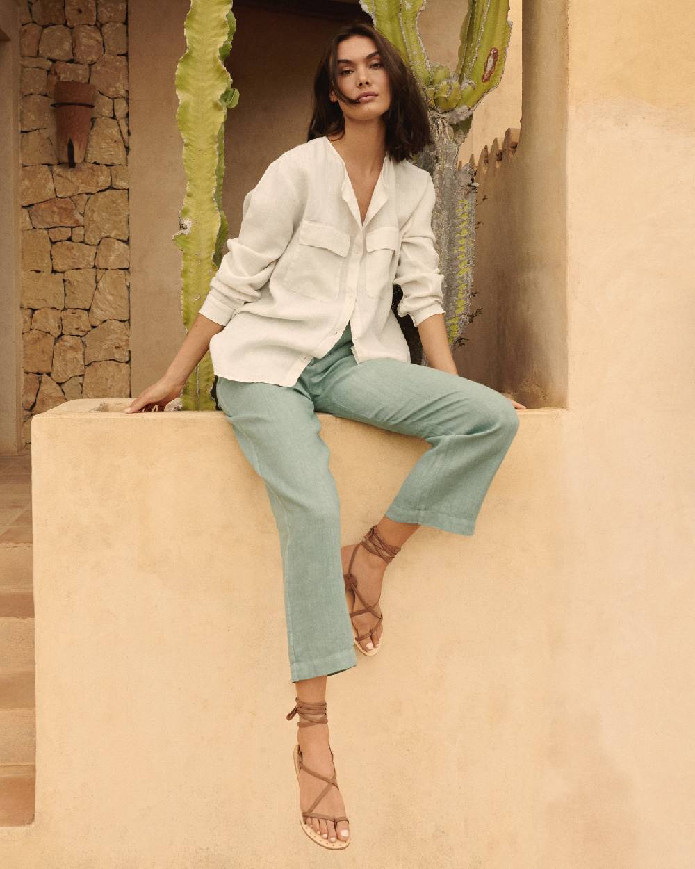 Manebí Linen Valparaiso Shirt - Eggnog Vendita Economica
