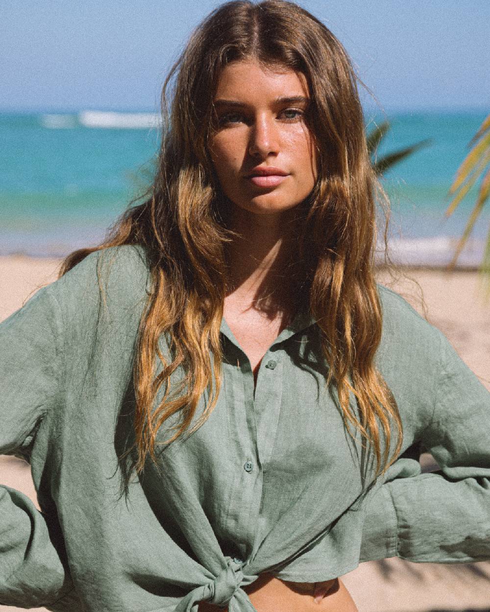 Manebí Linen Santos Shirt - Mineral Green Saldi Di Fabbrica
