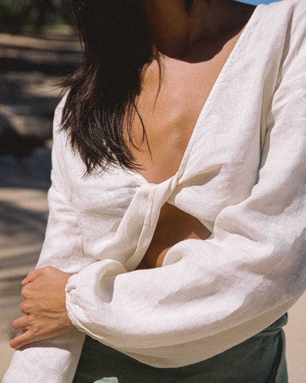 Manebí Linen Antigua Top - Eggnog Vendite Flash