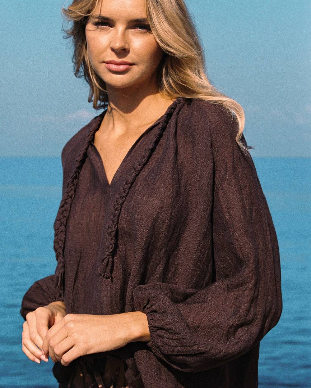 Manebí Linen Gauze Mykonos Shirt - Cocoa Pezzi Unici