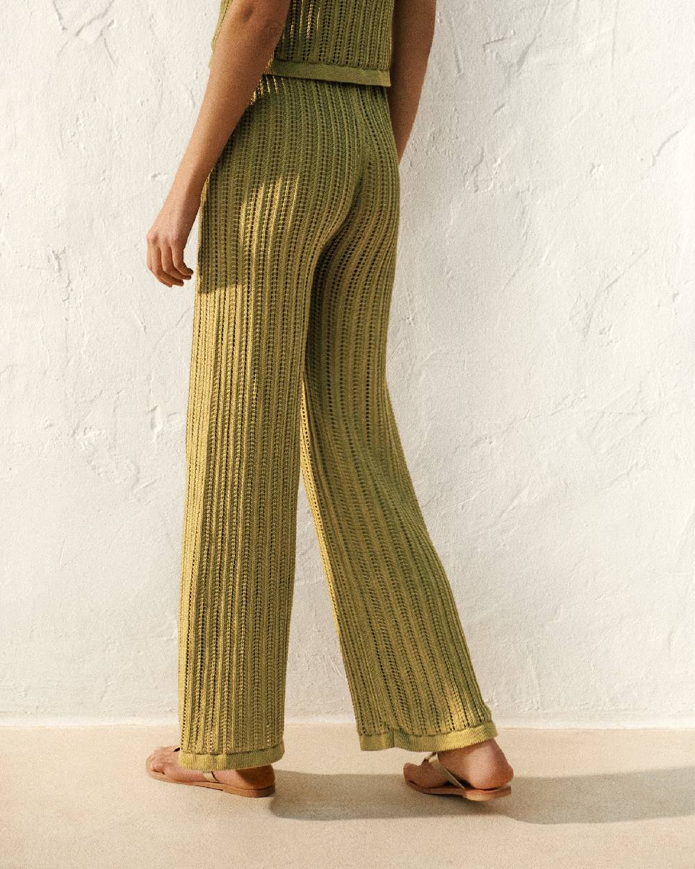 Manebí Cotton Crochet Lipari Trousers - Cactus Green Promozione Limitata