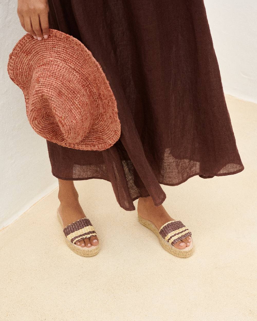 Manebí Raffia Panama Hat - Rust Offerta