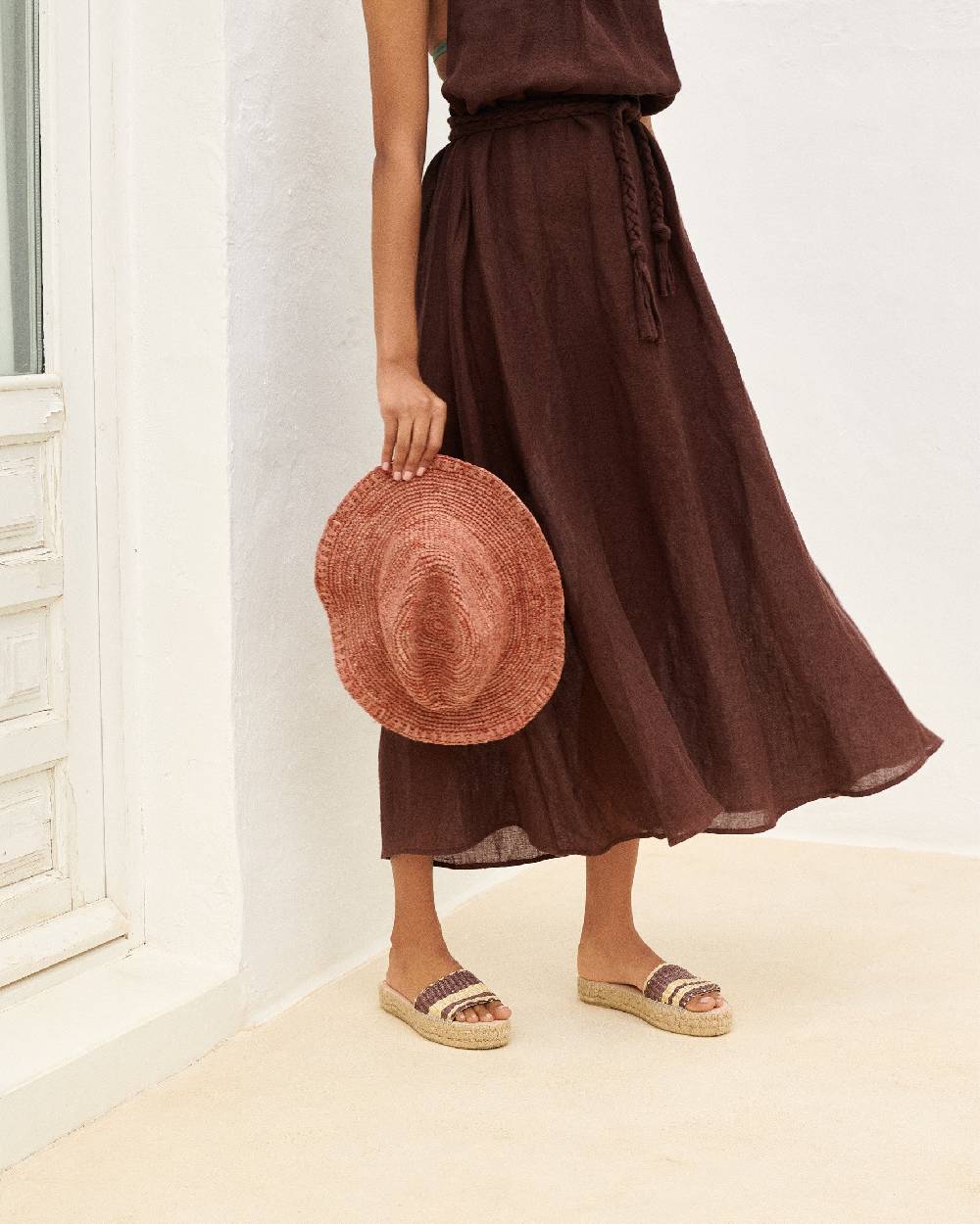Manebí Raffia Panama Hat - Rust Offerta