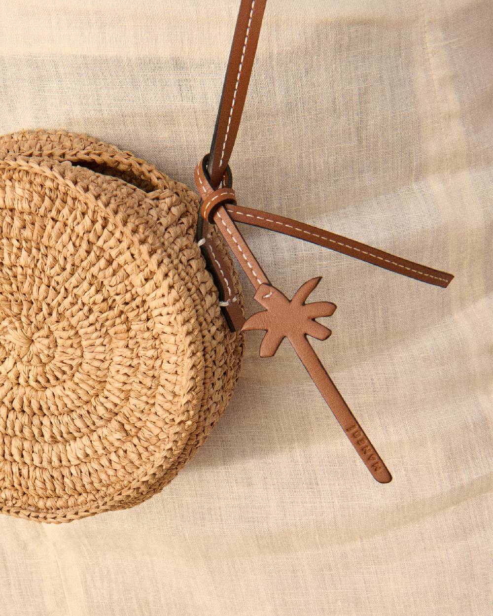 Manebí Raffia \u0026 Leather|Tamburine Bag Mini - Tan \u0026 Brown Outlet