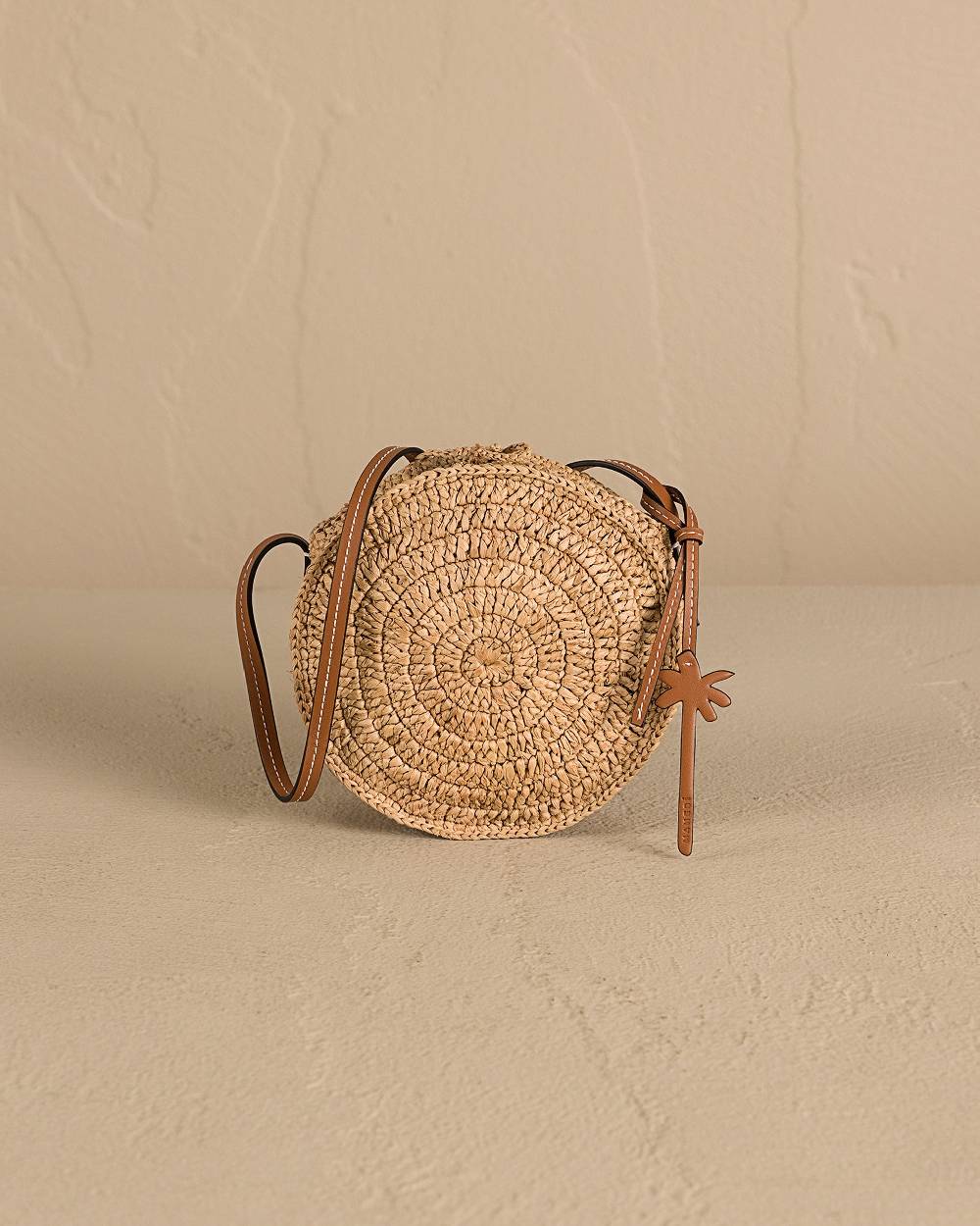 Manebí Raffia \u0026 Leather|Tamburine Bag Mini - Tan \u0026 Brown Outlet