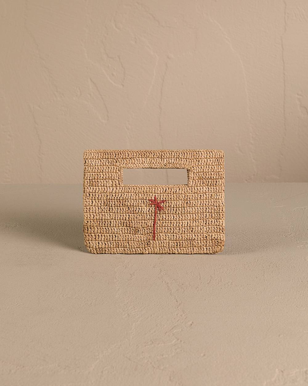 Manebí Raffia Handbag Mini - Tan With Brown Palm Offerte