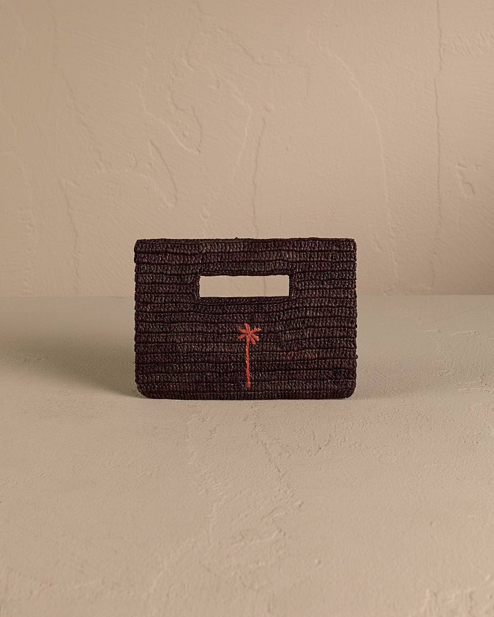Manebí Raffia Handbag Mini - Chocolate With Rust Palm Hotsell