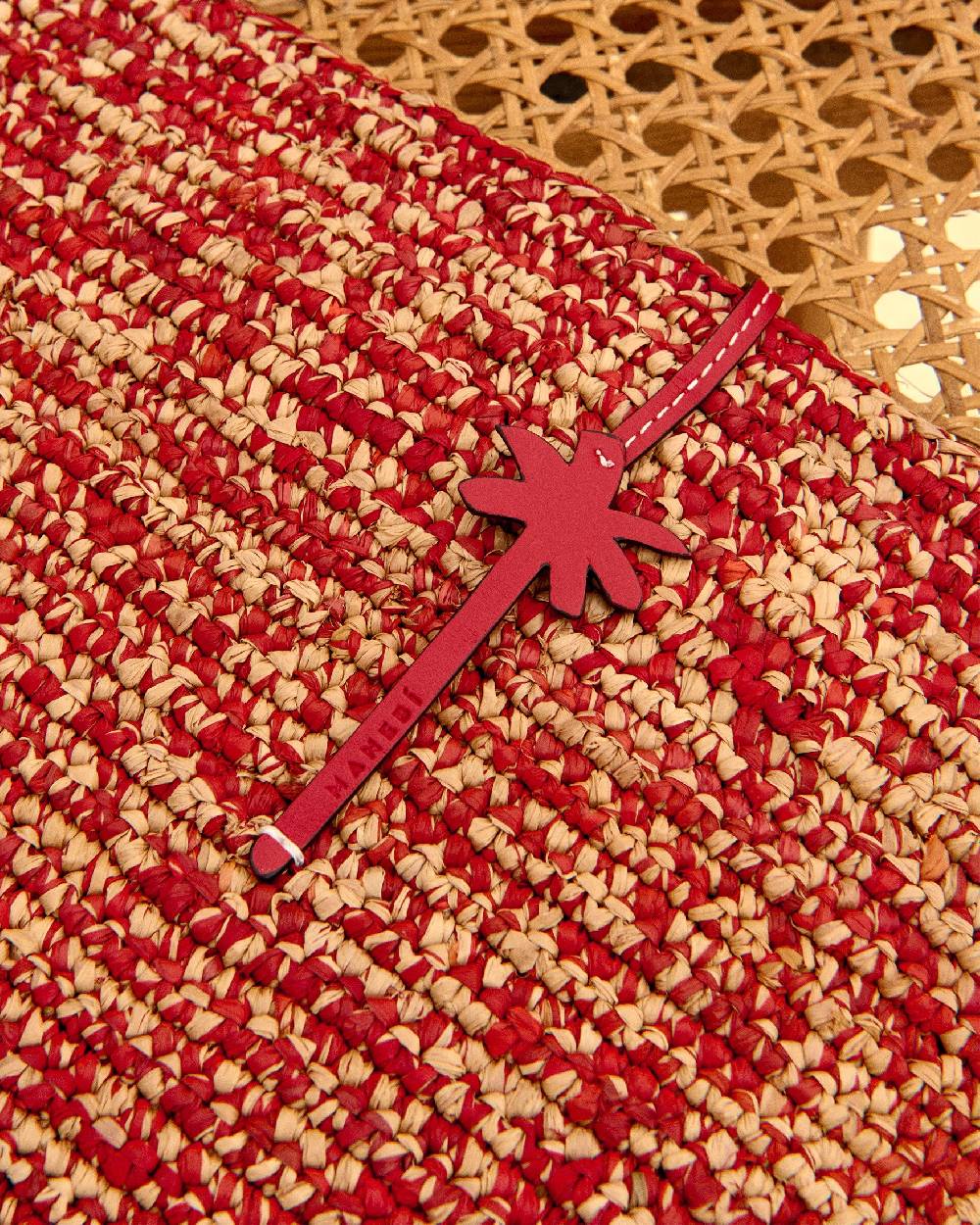 Manebí Raffia Clutch - Leather Palm Rust Tan Mélange \u0026 Rust Vendita Calda
