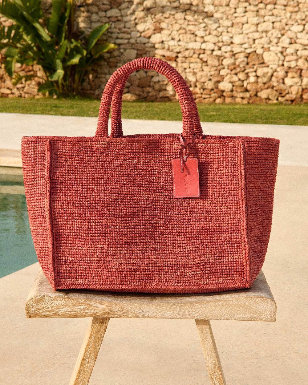 Manebí Raffia Sunset Bag Large - Rust Vendite Flash