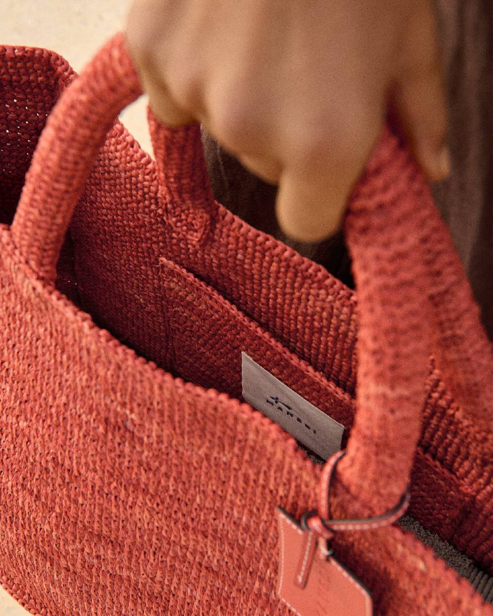 Manebí Raffia Sunset Bag Large - Rust Vendite Flash