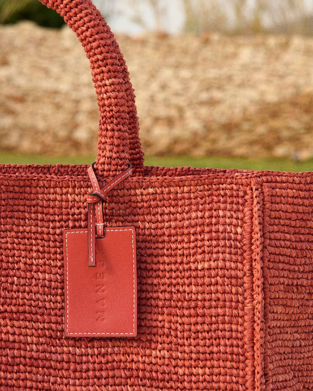 Manebí Raffia Sunset Bag Large - Rust Vendite Flash