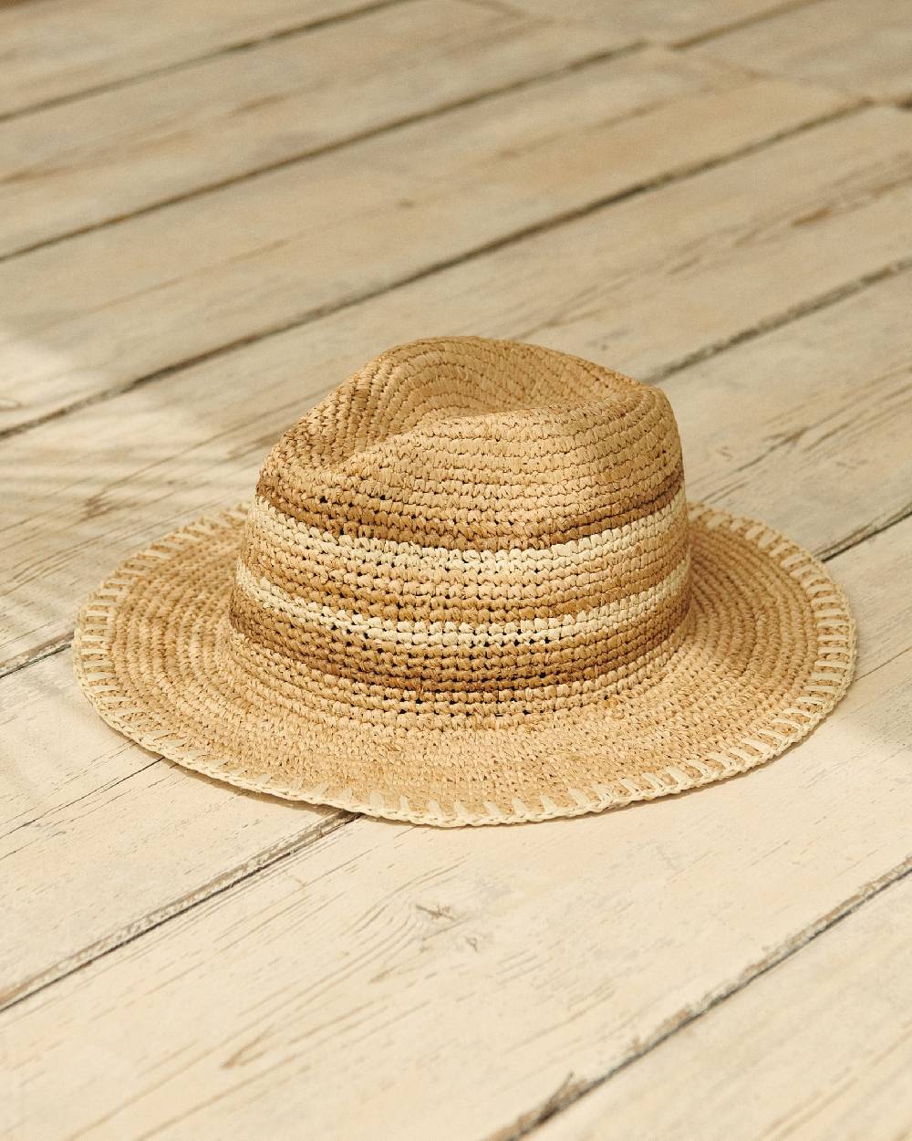 Manebí Raffia Panama Hat - Striped Striped In Linea