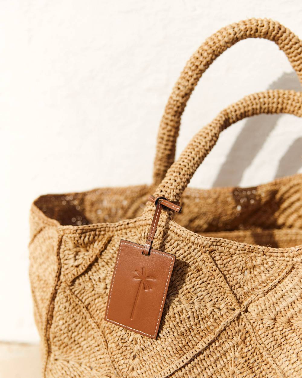 Manebí Raffia Crochet Sunset Bag Large - Tan Soddisfazione Garantita
