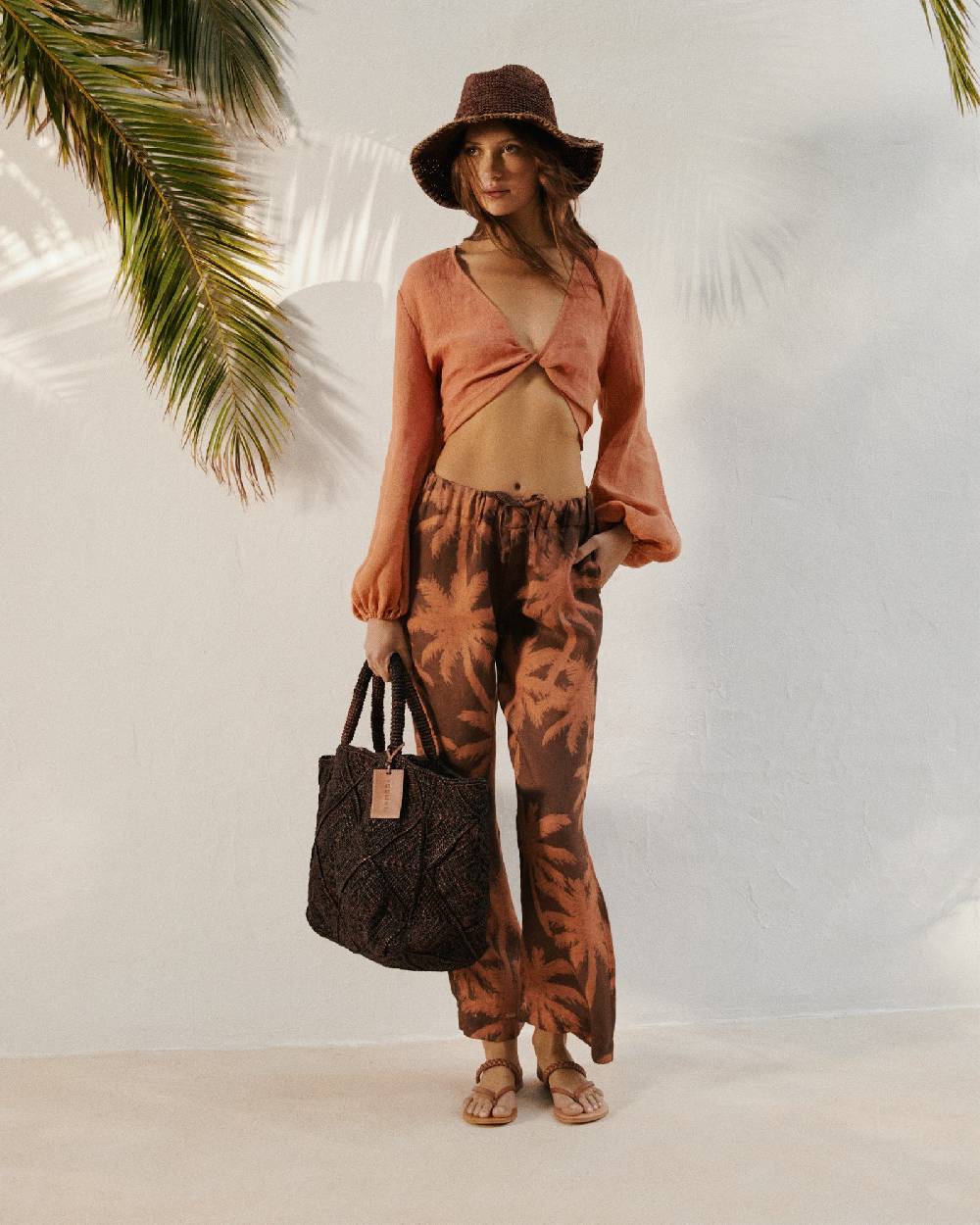 Manebí Raffia Crochet Sunset Bag Large - Chocolate Acquista Ora