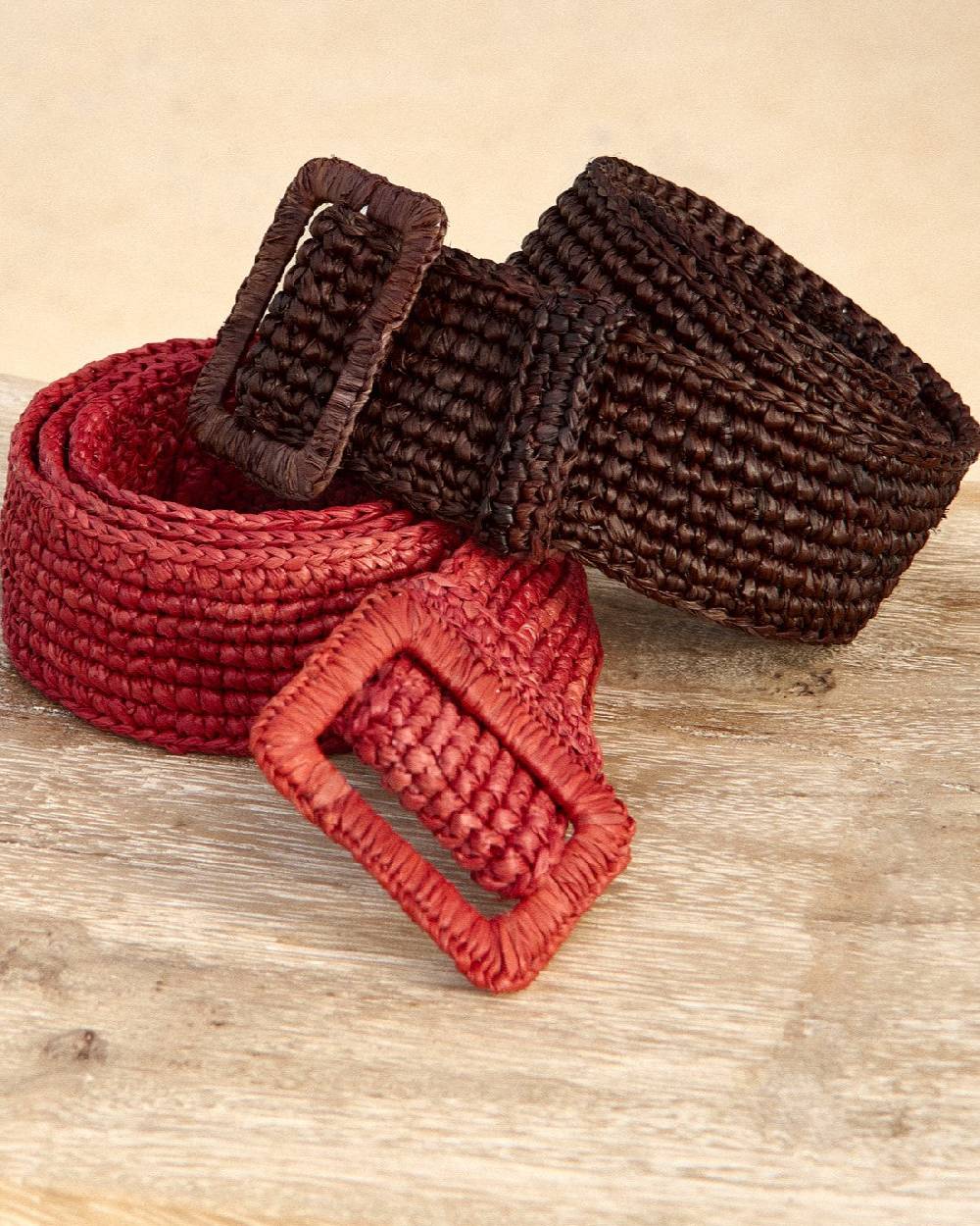 Manebí Natural Raffia Belt - Chocolate Consegna Veloce