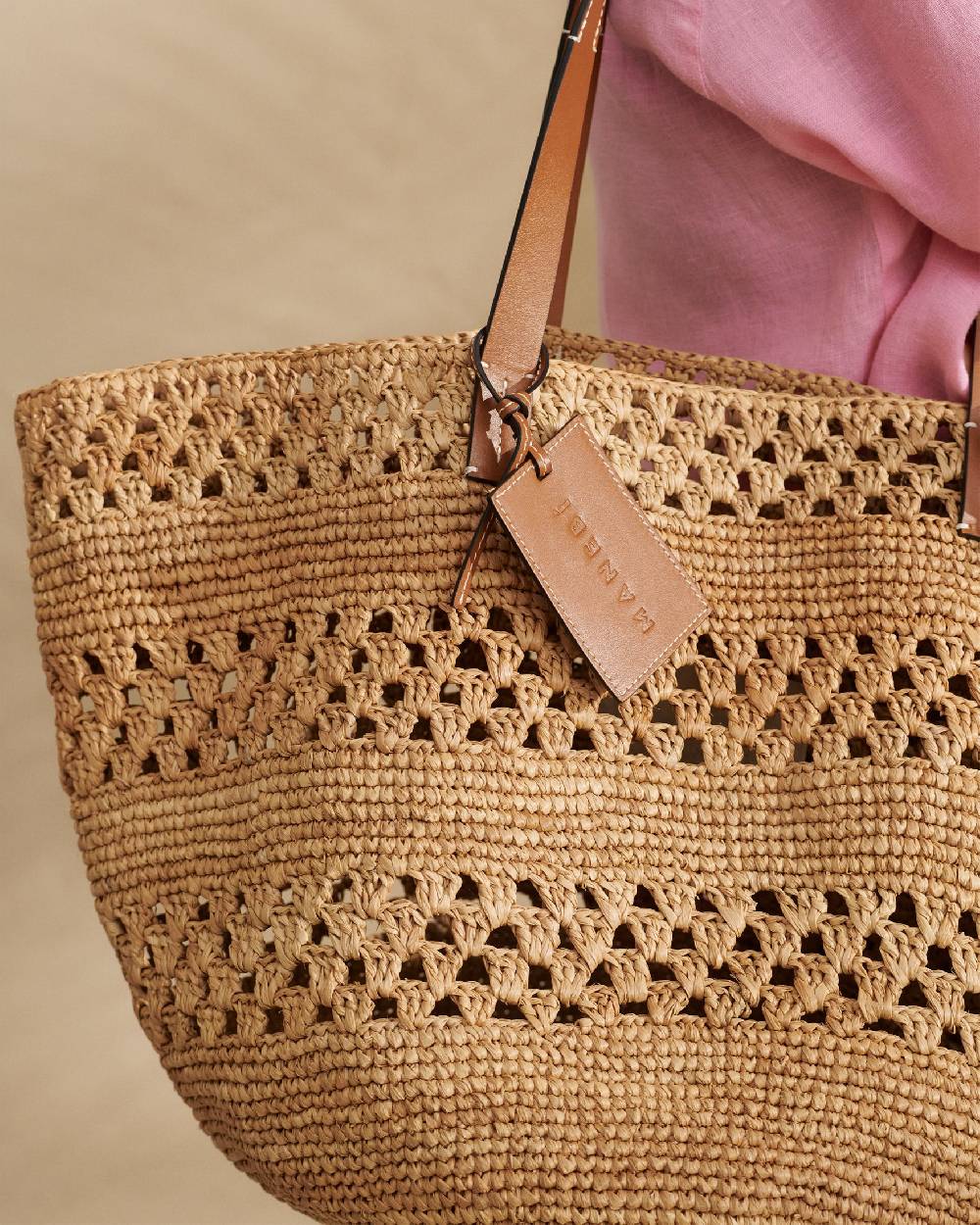 Manebí Weaving Raffia \u0026 Leather Basket Bag - Leather Tag Shopping Online